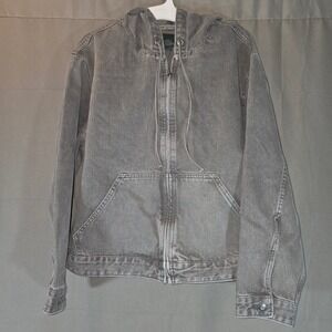 Wild Fable Womens Grey Wash Denim Zip Up Hooded Jacket 26WFJK014 Medium NWT